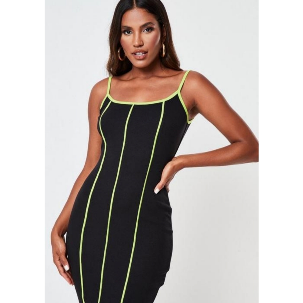 Missguided Black Contrast Midaxi Dress